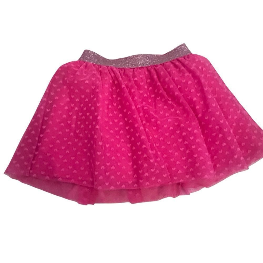 Cat and Jack girls tulle pink skirt with heart detail size xs 4/5